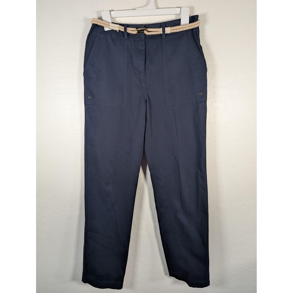 Lauren‎ Ralph Lauren Pants Womens 6 Navy Cotton Rope Belt Nautical Chino Casual
